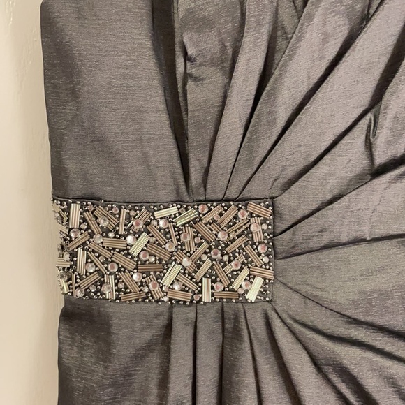 Strapless Silver Aqua Cocktail Dress - Picture 3 of 5